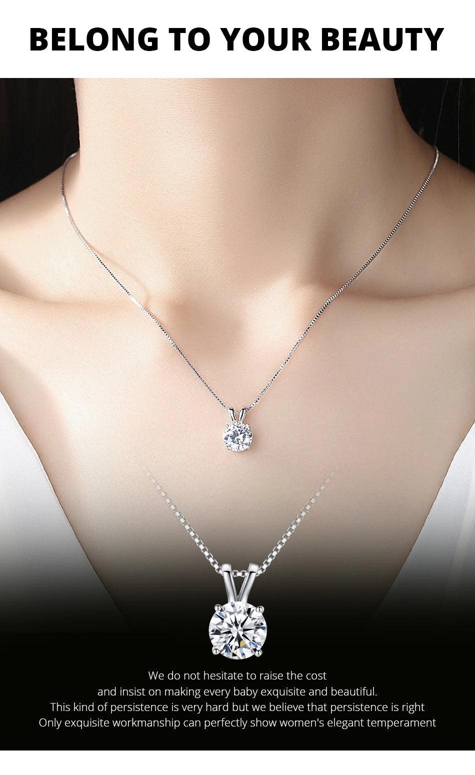 RSP-101 Original Moissanite Solitaire Pendant Necklace in Pure Silver - Ringshing.com