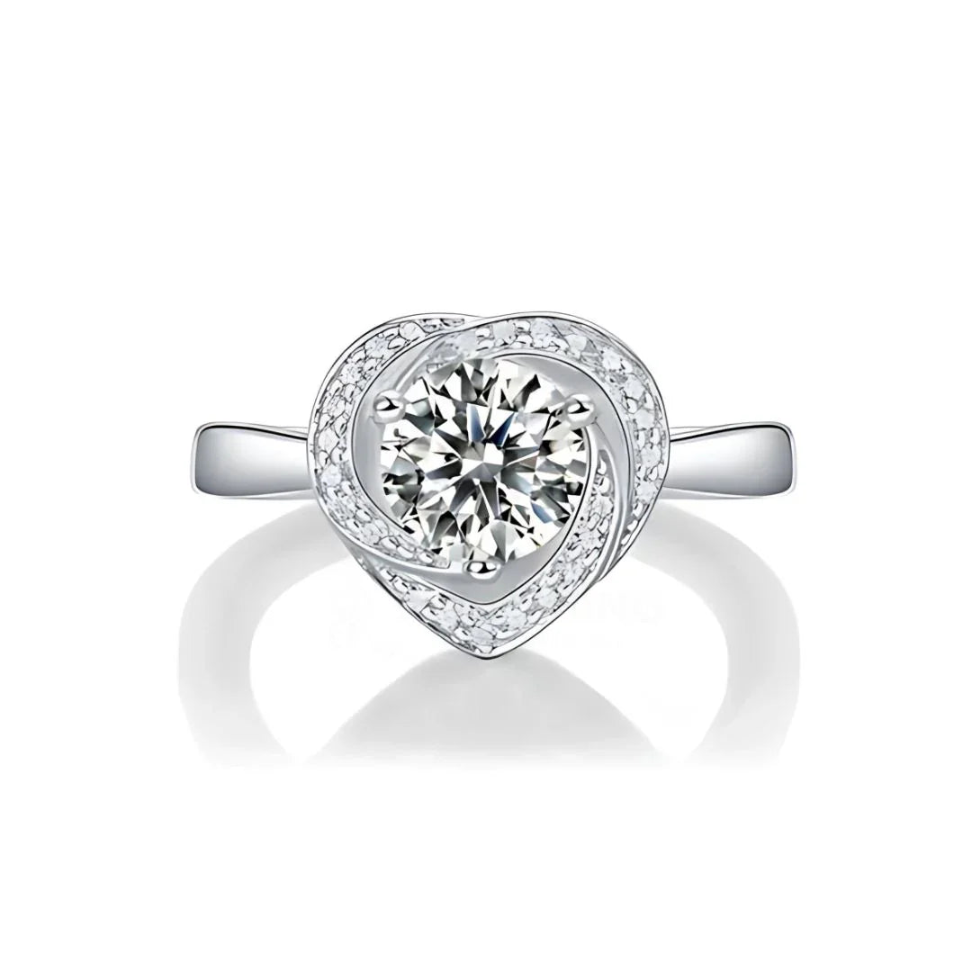 RSR-309 Moissanite Diamond Heart Ring 1.0 Carat | Pure 925 Italian Silver - Ringshing.com