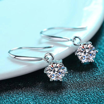 RSE-402 Classic Six Claw Moissanite hook earrings - Ringshing.com