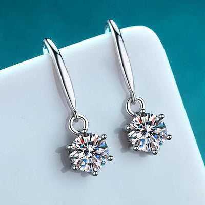 RSE-402 Classic Six Claw Moissanite hook earrings - Ringshing.com