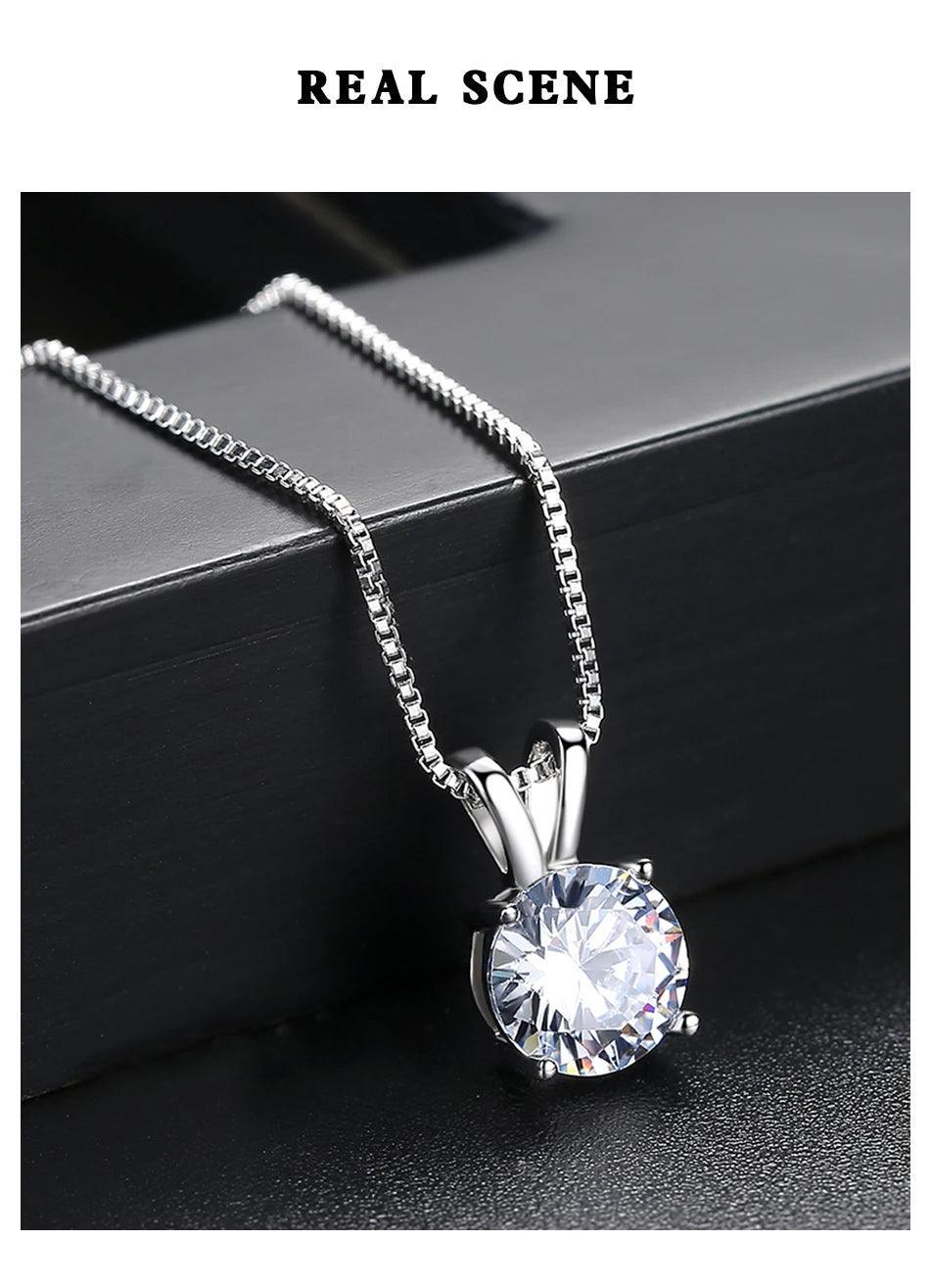 RSP-101 Original Moissanite Solitaire Pendant Necklace in Pure Silver - Ringshing.com