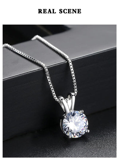 RSP-101 Original Moissanite Solitaire Pendant Necklace in Pure Silver - Ringshing.com