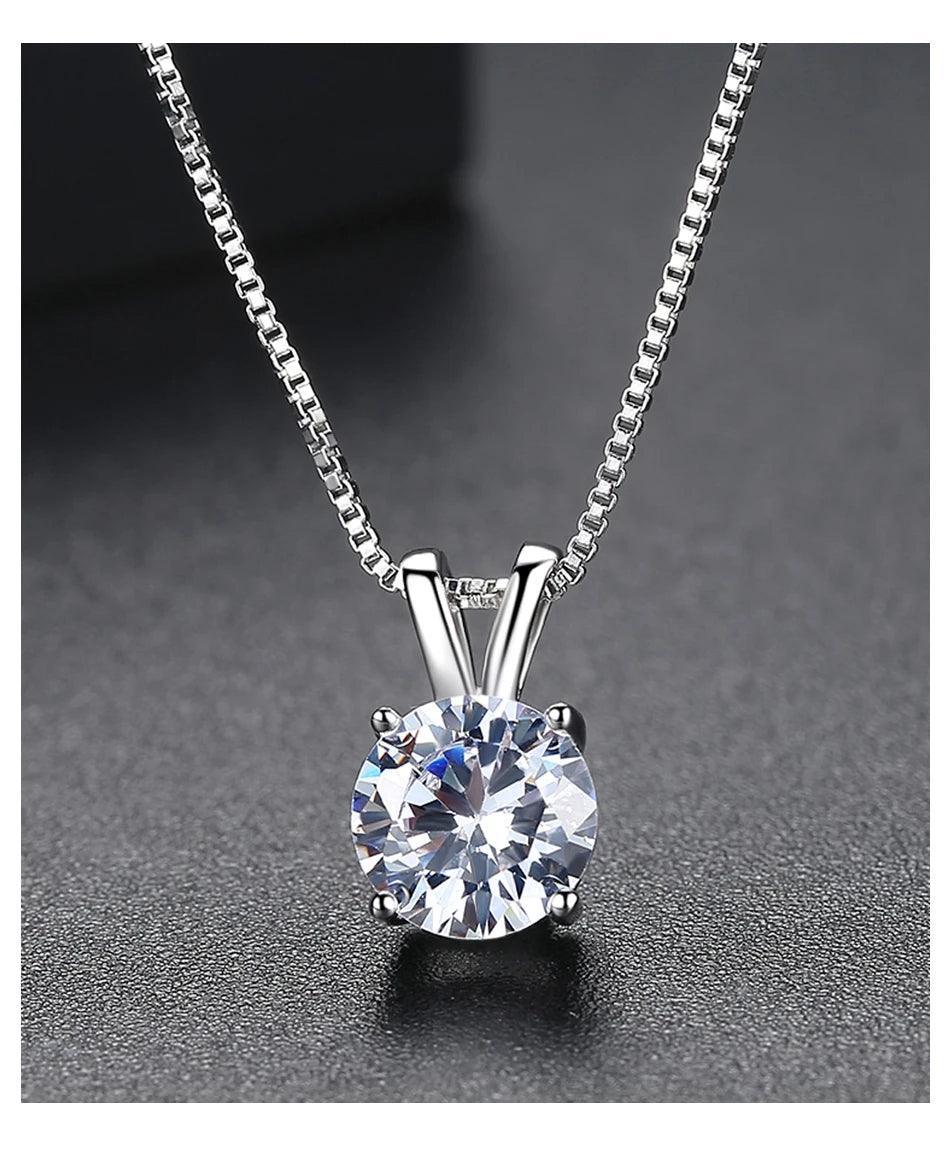 RSP-101 Original Moissanite Solitaire Pendant Necklace in Pure Silver - Ringshing.com
