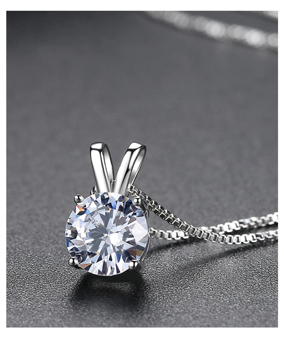 RSP-101 Original Moissanite Solitaire Pendant Necklace in Pure Silver - Ringshing.com