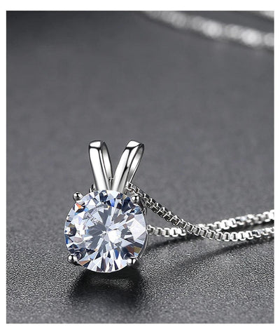RSP-101 Original Moissanite Solitaire Pendant Necklace in Pure Silver - Ringshing.com