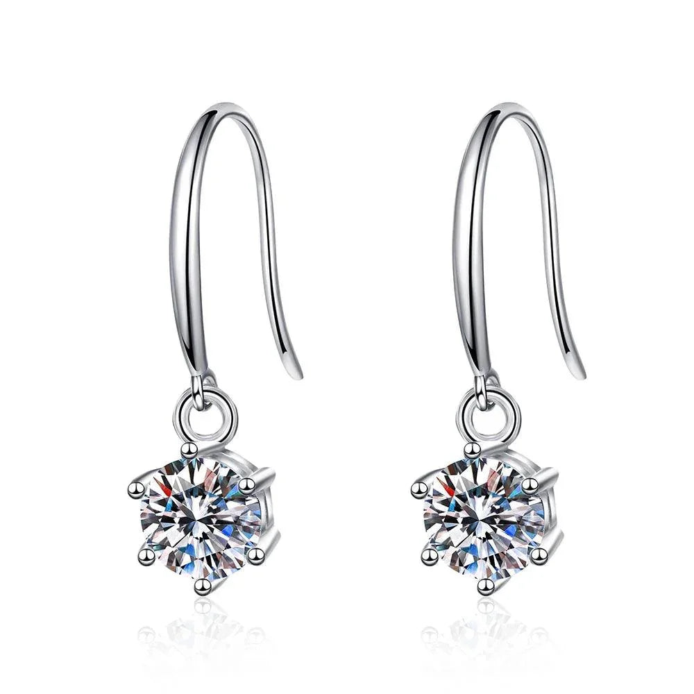 RSE-402 Classic Six Claw Moissanite hook earrings - Ringshing.com