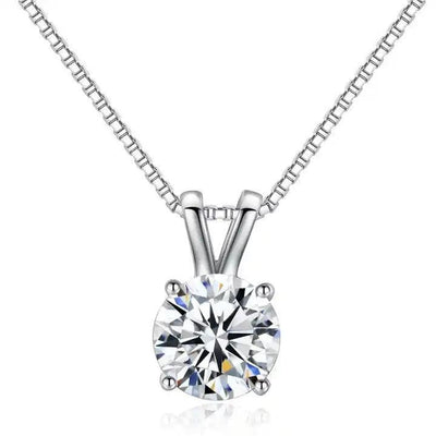 RSP-101 Original Moissanite Solitaire Pendant Necklace in Pure Silver - Ringshing.com