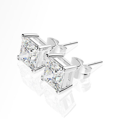 RSE-201 Original Moissanite Princess Cut Stud Earrings in Pure Silver - Ringshing.com