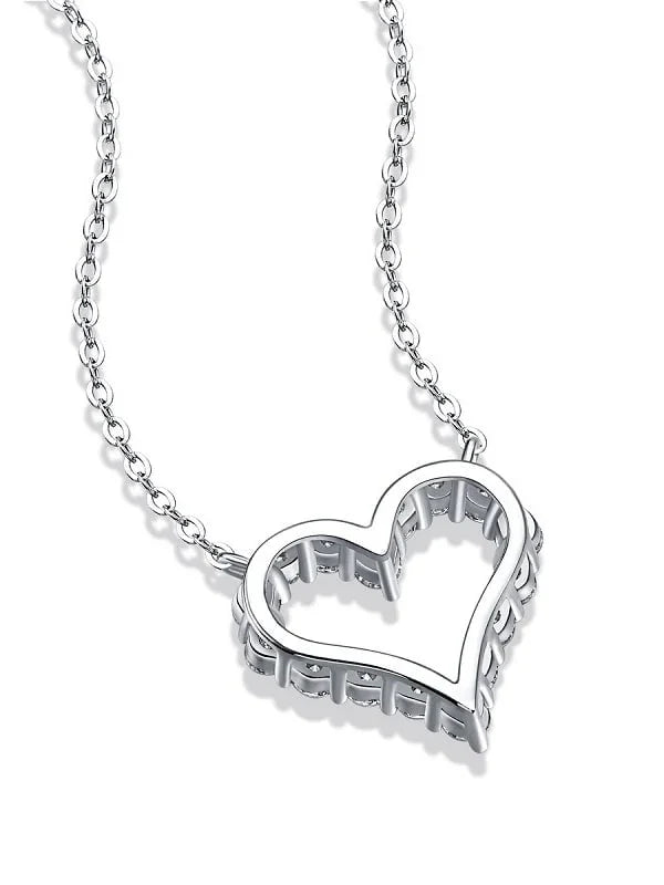 RSP-109 Original Moissanite Heart Pendant Necklace in Pure Silver - Ringshing.com