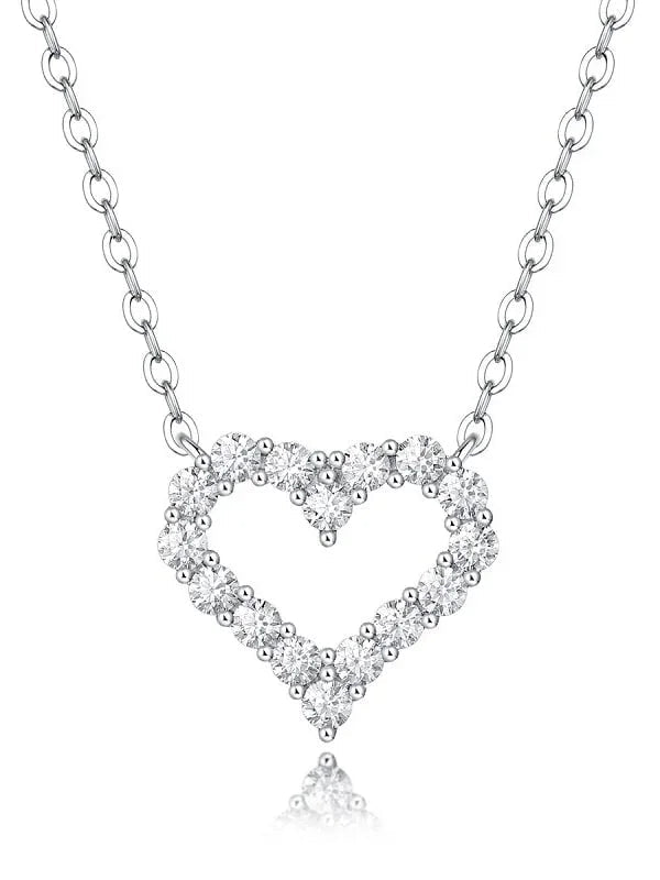 RSP-109 Original Moissanite Heart Pendant Necklace in Pure Silver - Ringshing.com