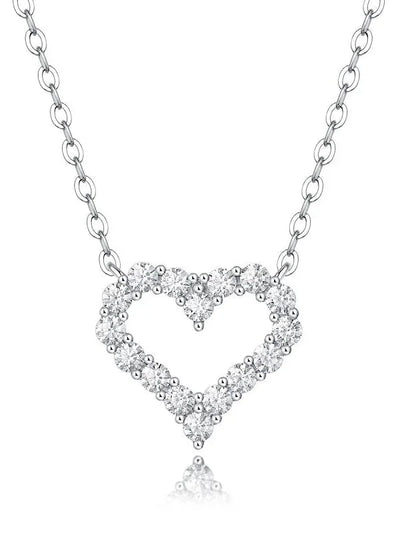 RSP-109 Original Moissanite Heart Pendant Necklace in Pure Silver - Ringshing.com