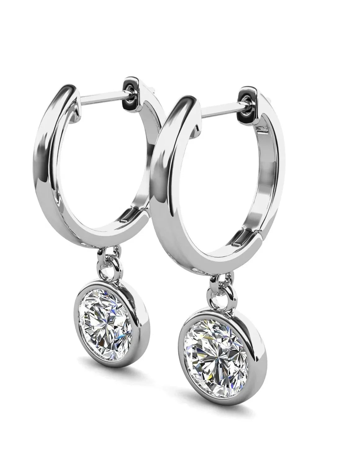 RSR-309 Elegance: Modern Hoop Earrings with 5.0mm Real Moissanite and Sterling Silver 925 - Ringshing.com