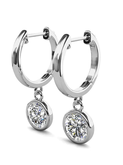 RSR-309 Elegance: Modern Hoop Earrings with 5.0mm Real Moissanite and Sterling Silver 925 - Ringshing.com