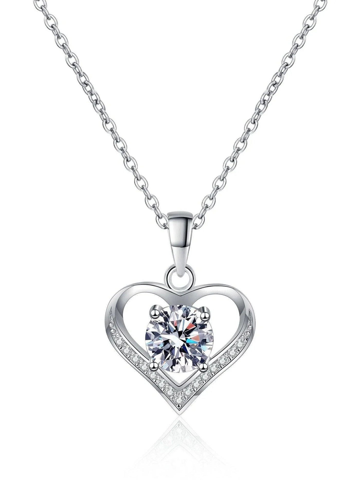RSP 305 Radiant Love Moissanite Heart Dainty Necklace 1.0 Carat - Ringshing.com
