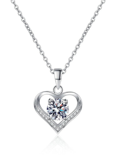 RSP 305 Radiant Love Moissanite Heart Dainty Necklace 1.0 Carat - Ringshing.com
