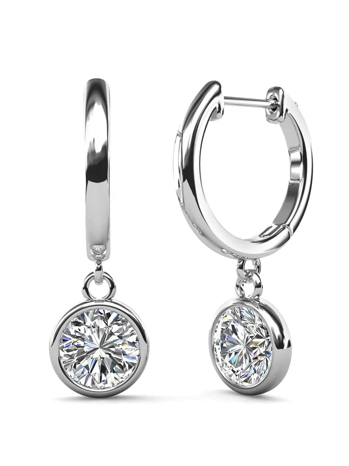 RSR-309 Elegance: Modern Hoop Earrings with 5.0mm Real Moissanite and Sterling Silver 925 - Ringshing.com