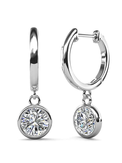 RSR-309 Elegance: Modern Hoop Earrings with 5.0mm Real Moissanite and Sterling Silver 925 - Ringshing.com