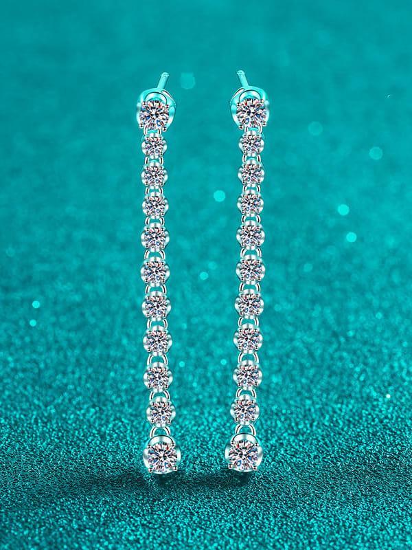 RSE 109 Elegance Redefined Moissanite Geometric Dainty Long Drop Earring 1.18 Ct - Ringshing.com