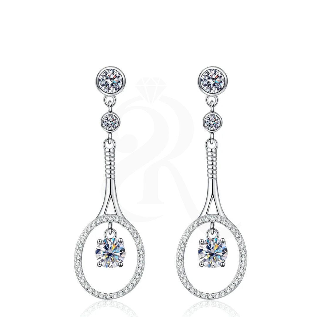RSE-238 Moissanite Tennis Racket Drop Earrings - Ringshing.com