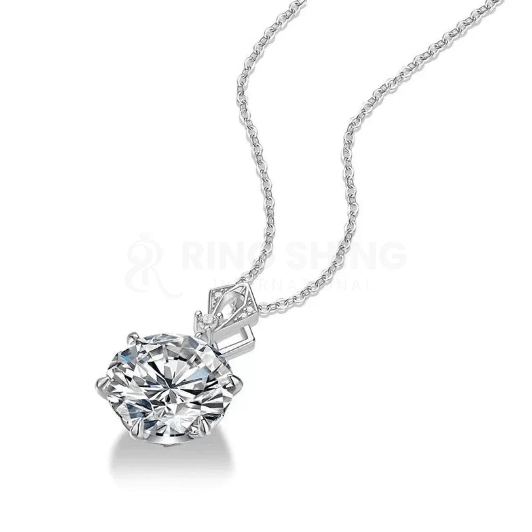 RSP 308 10.0 Carat Moissanite Diamond Pendant Rhodium Plated - Ringshing.com