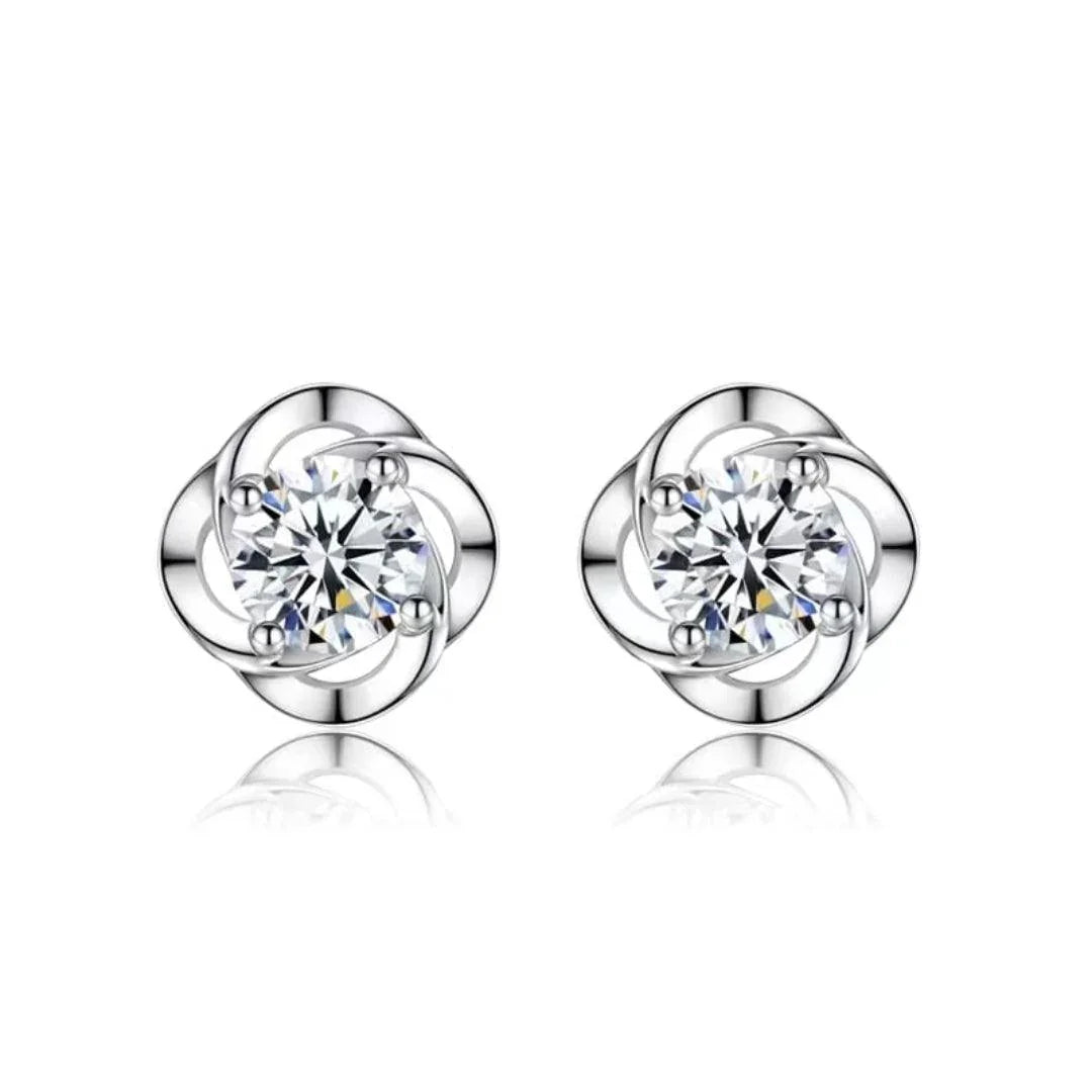 RSE-401 1.0 Carat Elegant Moissanite Swirl Stud Earrings - Ringshing.com