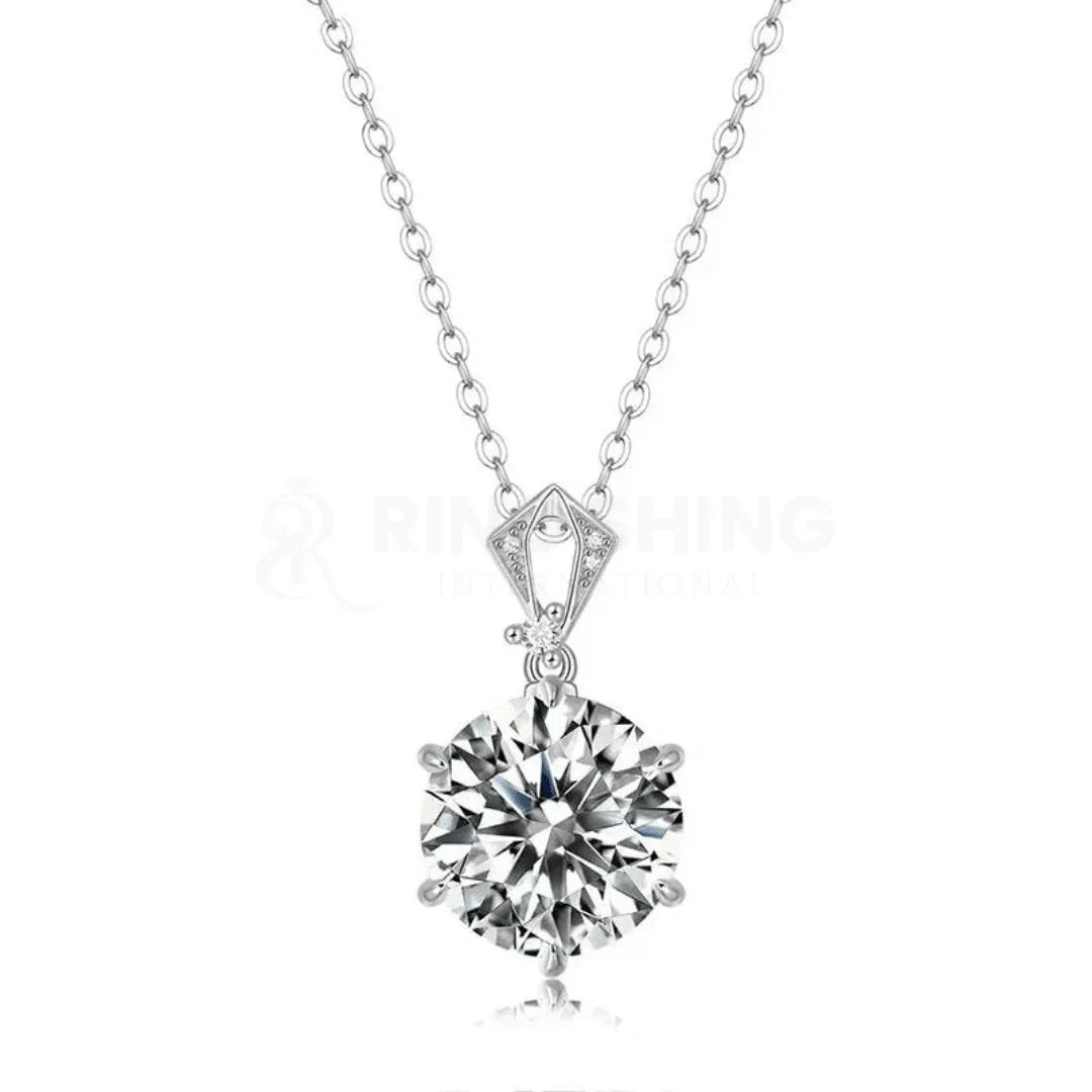 RSP 308 10.0 Carat Moissanite Diamond Pendant Rhodium Plated - Ringshing.com