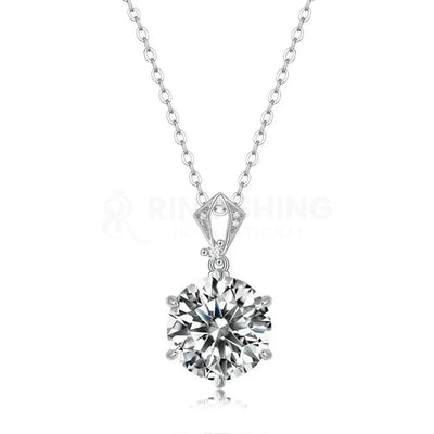 RSP 308 10.0 Carat Moissanite Diamond Pendant Rhodium Plated - Ringshing.com